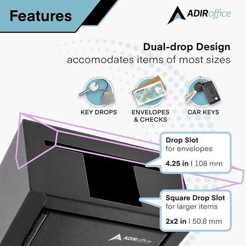 AdirOffice Large Key Drop Box – Large Capacity Commercial Grade Storage Box – Safe & Secure Parcel & Packages - for Home & Business Use (Red) in Kuwait