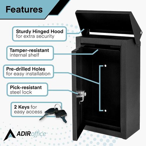 AdirOffice Large Key Drop Box – Large Capacity Commercial Grade Storage Box – Safe & Secure Parcel & Packages - for Home & Business Use (Red) in Kuwait