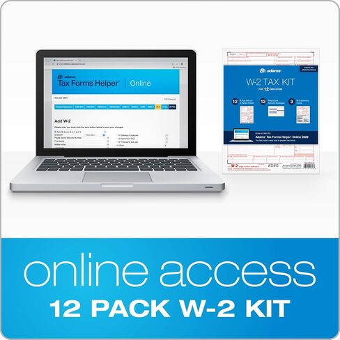 Adams W2 Forms 2020, Tax Kit for 12 Employees, 6-Part Laser W2 Forms, 3 W3, Self Seal W2 Envelopes & Adams Tax Forms Helper Online (TXA12618-20), White, 8-1/2 x 11 in Saudi Arabia