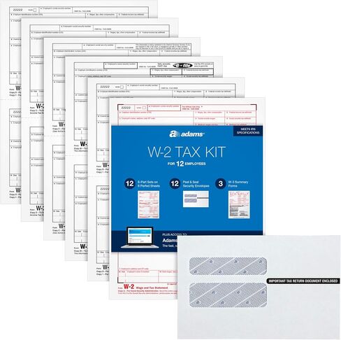 Adams W2 Forms 2020, Tax Kit for 12 Employees, 6-Part Laser W2 Forms, 3 W3, Self Seal W2 Envelopes & Adams Tax Forms Helper Online (TXA12618-20), White, 8-1/2 x 11 in Saudi Arabia