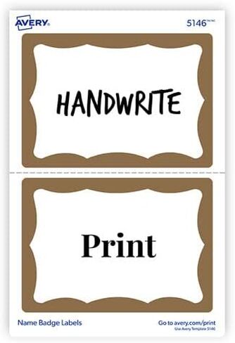 Avery Personalized Name Tags, Print or Write, Gold Border, 2-11/32" x 3-3/8", 100 Adhesive Tags (5146) in Saudi Arabia