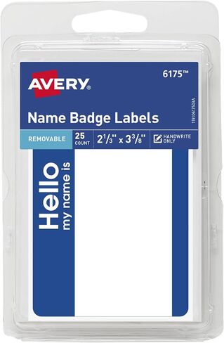 Avery Hello My Name is Name Tags, White with Blue Border, 25 Removable Name Badges (06175) in Saudi Arabia