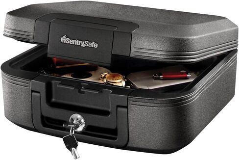 SentrySafe Dark Gray Fireproof and Waterproof Safe with Key Lock, Chest Lock Box with Carrying Handle for Travel, 0.28 Cubic Feet, 6.6 x 15.4 x 14.3 Inches, CFW20201 in Saudi Arabia
