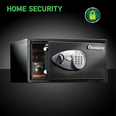 SentrySafe Security Safe مع قفل لوحة المفاتيح الرقمية، آمن من الصلب مع بطانة داخلية، كابل ربط ومجموعة مسامير للأسفل، 0.98 قدم مكعب، 8.9 × 16.9 × 13.6 بوصة، X105 in Kuwait
