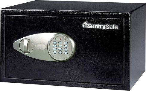 SentrySafe Security Safe مع قفل لوحة المفاتيح الرقمية، آمن من الصلب مع بطانة داخلية، كابل ربط ومجموعة مسامير للأسفل، 0.98 قدم مكعب، 8.9 × 16.9 × 13.6 بوصة، X105 in Kuwait