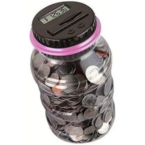 جرة توفير العملات المعدنية Piggy Bank، عداد العملات الرقمية Winnsty مع شاشة LCD صندوق توفير المال بسعة كبيرة لجميع العملات المعدنية الأمريكية (أزرق)