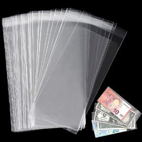 حامل نقود ورقية شفافة من Uncle Paul مقاس 18.5 × 9 سم / 7.2 × 3.5 بوصة - أكمام للعملات المعدنية من مادة البولي بروبيلين للأوراق النقدية/الفاتورة/بطاقة التداول/الختم 100 قطعة PN01L100 in Kuwait