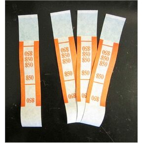 Self-Sealing Currency Straps - Pack of 100 Orange Bands for $50 Bills - Securely Organize and Transport Your Cash in Saudi Arabia