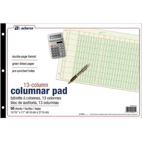 Adams Analysis Pad, 16 3/8" x 11", 100 Pages (50 Sheets), 13 Columns, Green in Saudi Arabia