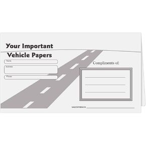 Vehicle Papers Wallets - Car Document Holders - Black (50 Pack)