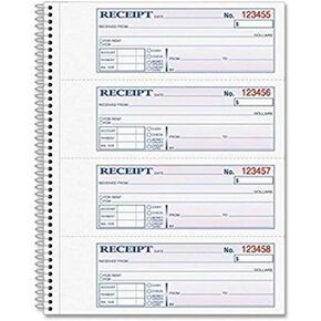 Adams Money and Rent Receipt Book, 2-Part Carbonless, 7-5/8" x 11", Spiral Bound, 200 Sets per Book, 4 Receipts per Page (SC1182) in Kuwait