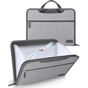 Sooez Heavy Duty Accordion File Organizer with Hidden Handle, Portable 12 Pockets Expanding File Folders, Cloth Monthly Bills Receipt Organizer for Letter/A4, School Classroom Home & Office Supplies
