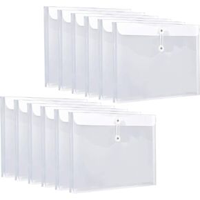 مظاريف بلاستيكية بحجم الحروف من FANWU مع زر وربطة عنق للإغلاق، توسيع 1-1/6 بوصة، تحميل جانبي، مجلدات ملفات بولي شفافة قابلة لإعادة الاستخدام، منظم مستندات ورقية للمشروع للمكتب والمدرسة والمنزل in Kuwait