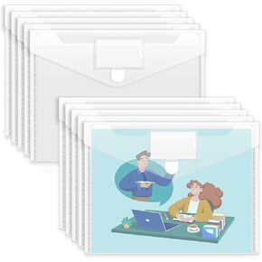 Sooez 50 Pack Plastic Envelopes Poly Envelopes, Clear Document Folders US Letter A4 Size File Envelopes with Label Pocket for School Home Work Office Organization, Clear