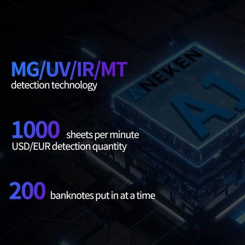ماكينة عد النقود من Aneken مزودة بتقنية كشف التزييف بالأشعة فوق البنفسجية/MG/IR/DBL/HLF/CHN، آلة عد الفواتير المحمولة في الولايات المتحدة الأمريكية/اليورو، عداد الفواتير مع شاشة خارجية LED، أوضاع الإضافة والدفعة، ضمان لمدة عامين in Kuwait