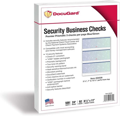 DocuGard Blue/Red Prismatic Top Check, 8.5 x 11 Inches, 24 lb, 500 Sheets, 1 Check Per Sheet (04532) in Kuwait