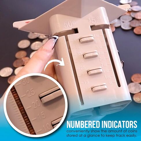 Nadex All-in-One Manual Coin Tender - Counter and Wrapper Tube with 32 Coin Wrappers | Great Storage and Organization Solution | Slots for Pennies, Nickels, Dimes, and Quarters in Saudi Arabia