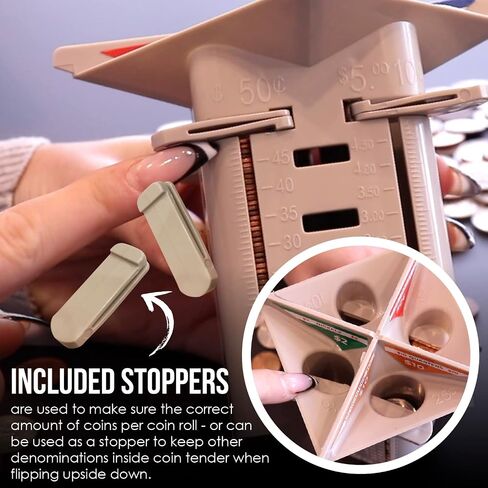 Nadex All-in-One Manual Coin Tender - Counter and Wrapper Tube with 32 Coin Wrappers | Great Storage and Organization Solution | Slots for Pennies, Nickels, Dimes, and Quarters in Saudi Arabia