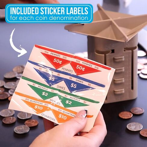 Nadex All-in-One Manual Coin Tender - Counter and Wrapper Tube with 32 Coin Wrappers | Great Storage and Organization Solution | Slots for Pennies, Nickels, Dimes, and Quarters in Saudi Arabia