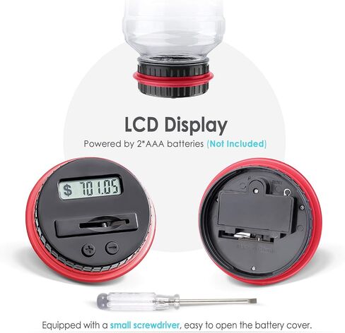بنك بيجي كبير جدًا للبالغين، بنك عد العملات الرقمية Vcertcpl مع عداد LCD، وعاء نقود بنك النقود المعدنية بسعة 2.8 لتر للبالغين، مصمم لجميع العملات المعدنية الأمريكية (Blue2، X-Large) in Saudi Arabia