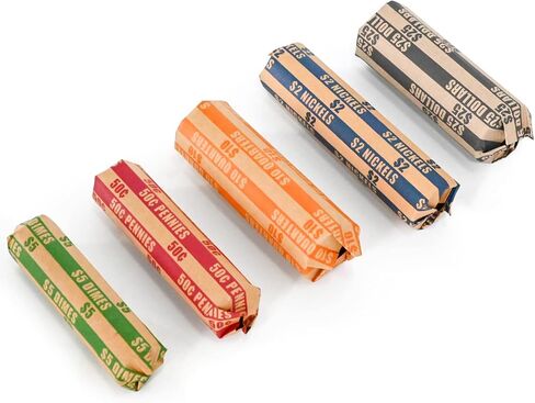 L LIKED 300 Assorted Bundle Flat Striped Coin Wrappers (150 of Quarter, 60 of Nickel&Dime, 30 of Dollar) in Saudi Arabia