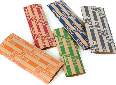 L LIKED 300 Assorted Bundle Flat Striped Coin Wrappers (150 of Quarter, 60 of Nickel&Dime, 30 of Dollar) in Saudi Arabia