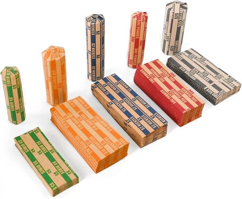 L LIKED 300 Assorted Bundle Flat Striped Coin Wrappers (150 of Quarter, 60 of Nickel&Dime, 30 of Dollar) in Saudi Arabia