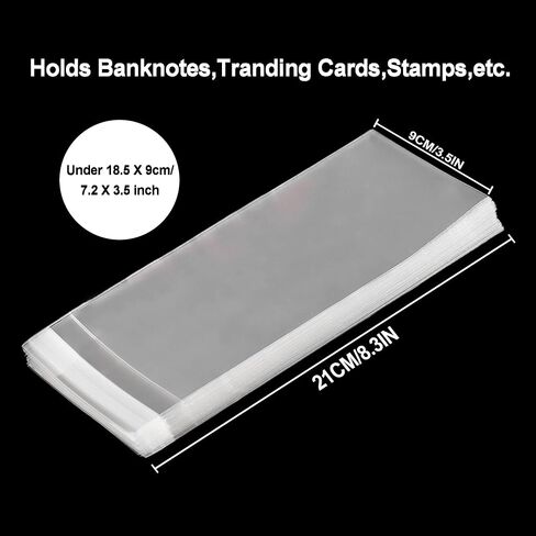Uncle Paul Clear Paper Money Holder 17.5x7.5CM/6.9x2.9IN - Currency Sleeves Money Sleeve PP Material for Banknote/Bill/Trading Card/Stamp 100 Pieces PN01M100 in Kuwait