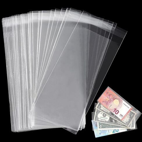 Uncle Paul Clear Paper Money Holder 17.5x7.5CM/6.9x2.9IN - Currency Sleeves Money Sleeve PP Material for Banknote/Bill/Trading Card/Stamp 100 Pieces PN01M100 in Kuwait