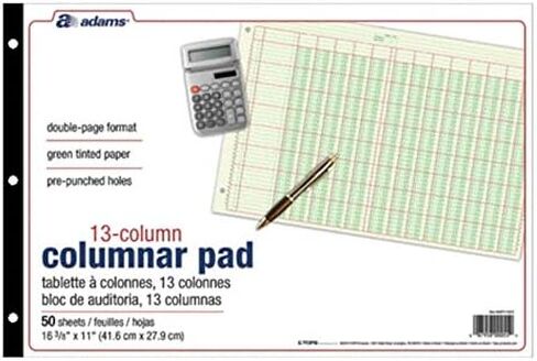Adams Analysis Pad, 16 3/8" x 11", 100 Pages (50 Sheets), 13 Columns, Green in Saudi Arabia