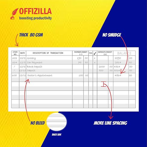 12 سجل فحص لدفتر الشيكات الشخصي مع ورق أكثر سمكًا لا ينزف، 6 × 3 بوصات - سجل دفتر شيكات سهل القراءة ومحمول للسجل الشخصي أو التجاري والودائع والائتمان والحساب المصرفي للتوفير in Kuwait