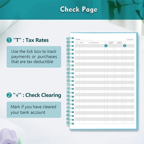 Check Registers for Personal Checkbook, Double Spiral Check Register Book, Budget Planner with Check Register for Personal and Work, 5.8'' x 8.3'' - Black in Saudi Arabia