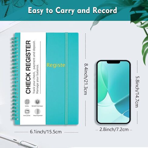 Check Registers for Personal Checkbook, Double Spiral Check Register Book, Budget Planner with Check Register for Personal and Work, 5.8'' x 8.3'' - Black in Saudi Arabia