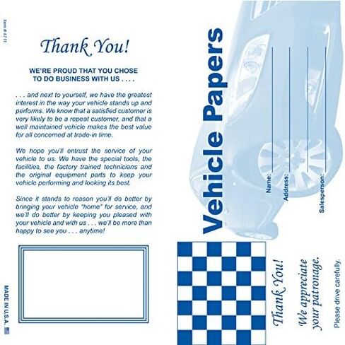 Vehicle Papers Wallets - Car Document Holders - Black (50 Pack) in Saudi Arabia