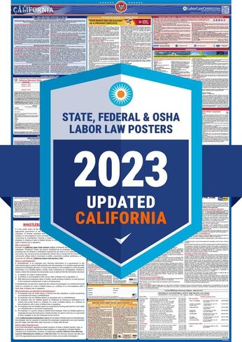 Updated 2023 California State & Federal Labor Law Poster- Includes Current April FLSA, FMLA, and EPPA Updates- OSHA Workplace Compliant & Required- UV Laminated & Waterproof - 25" x 39" (English) in Kuwait