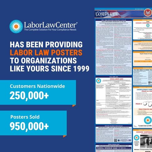 Updated 2023 California State & Federal Labor Law Poster- Includes Current April FLSA, FMLA, and EPPA Updates- OSHA Workplace Compliant & Required- UV Laminated & Waterproof - 25" x 39" (English) in Kuwait