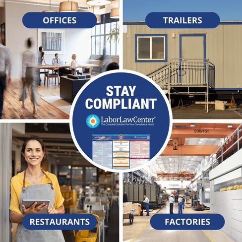 Updated 2023 California State & Federal Labor Law Poster- Includes Current April FLSA, FMLA, and EPPA Updates- OSHA Workplace Compliant & Required- UV Laminated & Waterproof - 25" x 39" (English) in Kuwait