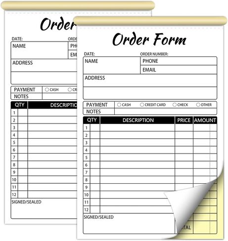 Sales Order Books,2 Part Carbonless Sales Invoice Book for Small Business,5.5 x 8.3 inches,Receipt Book with Cardboard(50 Sets) in Saudi Arabia