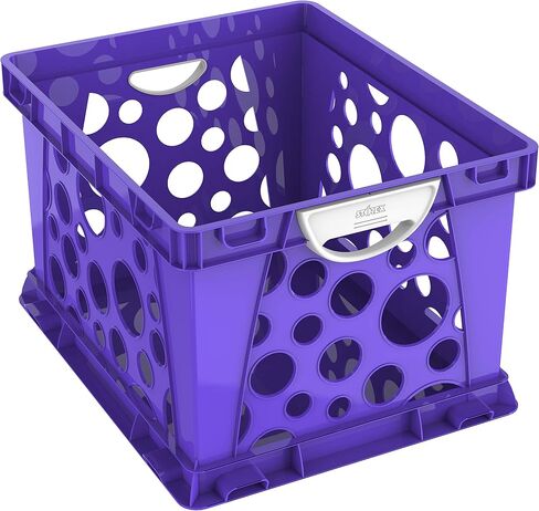 Storex Premium File Crate with Molded Handles – Letter and Legal Document and Folder Storage, Purple/White 1-Pack (61754A03C) in Saudi Arabia