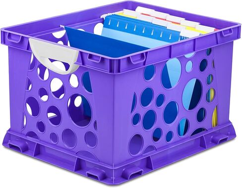 Storex Premium File Crate with Molded Handles – Letter and Legal Document and Folder Storage, Purple/White 1-Pack (61754A03C) in Saudi Arabia