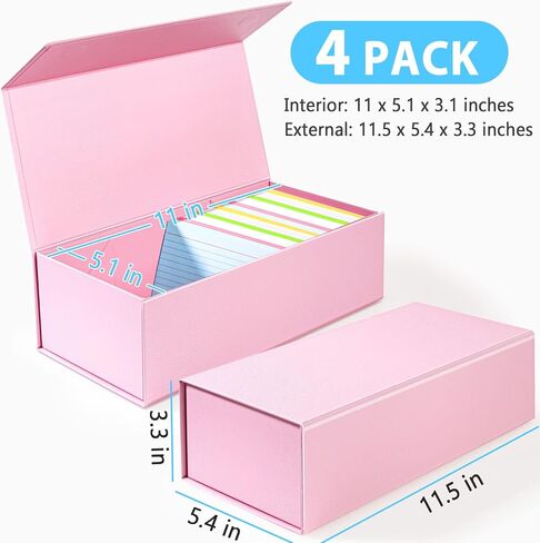 3x5 Index Card Holder Card File Box Organizer, Hold 1200 3x5-Inch Flash Cards 4 Pack Black in Kuwait
