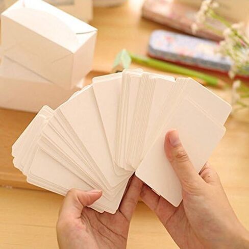 Fecedy 100pcs Blank Kraft Paper Card Word Card Message Card DIY Gift Card (White) in Kuwait