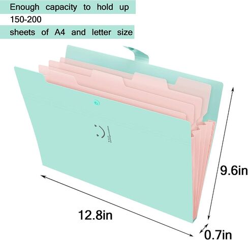 SKYDUE Expanding File Folders with 5 Pockets, Accordion File Organizer with 32 Labels, Portable Document Paper Organizer, Filing Folders, Letter / A4 Size, Pack of 4 in Saudi Arabia