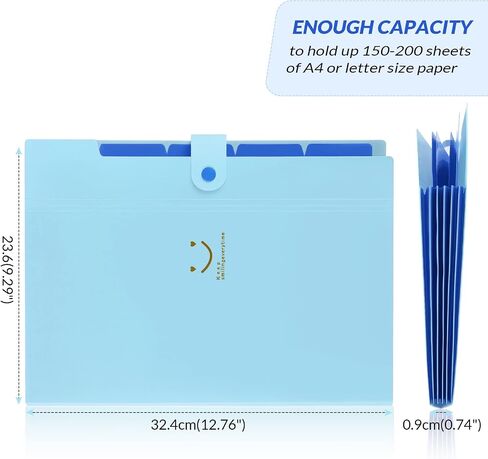 SKYDUE Expanding File Folders with 5 Pockets, Accordion File Organizer with 32 Labels, Portable Document Paper Organizer, Filing Folders, Letter / A4 Size, Pack of 4 in Saudi Arabia