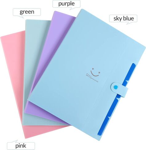 SKYDUE Expanding File Folders with 5 Pockets, Accordion File Organizer with 32 Labels, Portable Document Paper Organizer, Filing Folders, Letter / A4 Size, Pack of 4 in Saudi Arabia