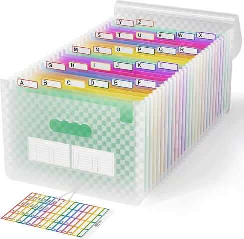 ABC life 26 Pockets Accordian File Folder Organizer Letter Size Expanding File Folder, A4 Portable Document Paper School Organizer, Expandable Multicolor Accordion Filing Folders with Labels(Pink) in Saudi Arabia