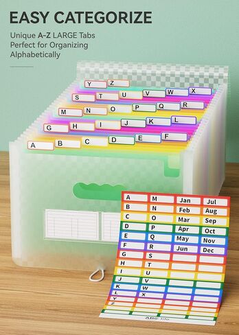 ABC life 26 Pockets Accordian File Folder Organizer Letter Size Expanding File Folder, A4 Portable Document Paper School Organizer, Expandable Multicolor Accordion Filing Folders with Labels(Pink) in Saudi Arabia