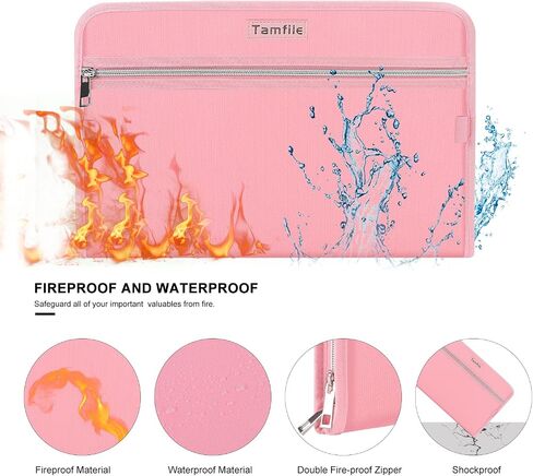 Tamfile Fireproof Accordion File Organizer with Handle, 13 Pocket Transparent Expanding File Folder with Zipper & Labels, File Folder with Multi-Pockets Paper Organizer Folder for Letter A4 Files in Saudi Arabia