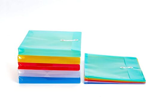 Plastic Letter Size Envelopes with Button & String Tie Closure, 1-1/6" Expansion, Side Load, Clear Poly Reusable File Folders Project Paper Documents Organizer for Office School Home (Color) in Saudi Arabia