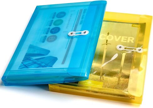 Plastic Letter Size Envelopes with Button & String Tie Closure, 1-1/6" Expansion, Side Load, Clear Poly Reusable File Folders Project Paper Documents Organizer for Office School Home (Color) in Saudi Arabia